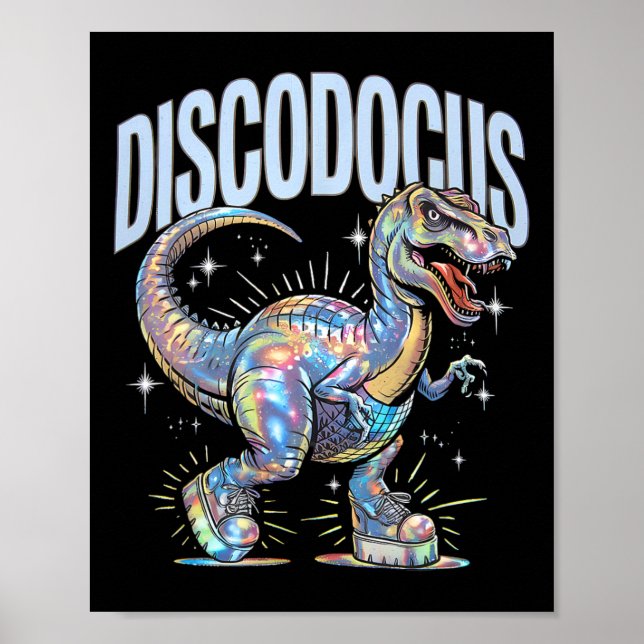 Disco Dinosaur Diplodocus 70s Dino Dancing Funny D Poster (Vorne)