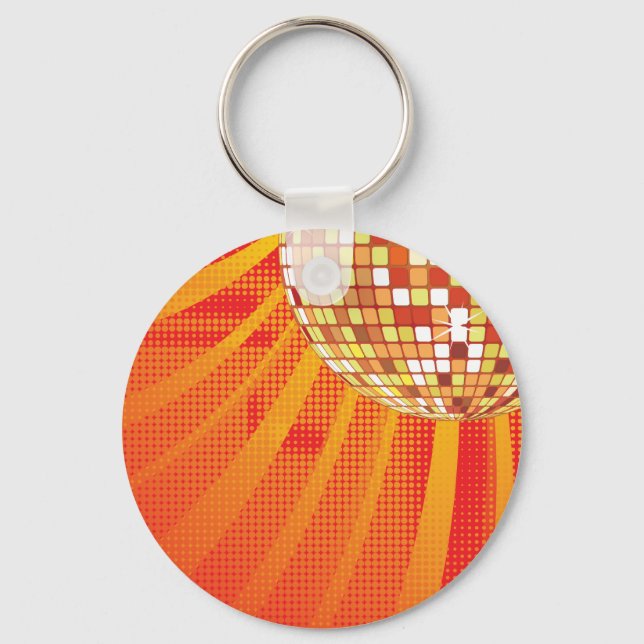 Disco ~ Disco-Ball im 80er der 80er Jahre Schlüsselanhänger (Vorderseite)