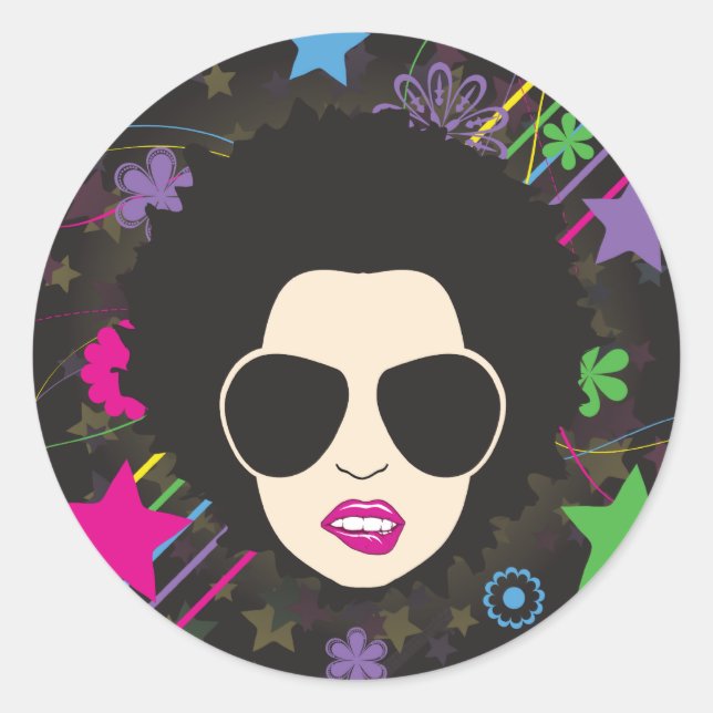 Disco ~ Disco Queen Funky 80er Music Runder Aufkleber (Vorderseite)