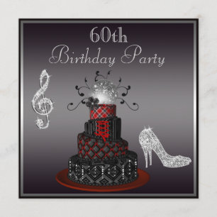 Disco-Diva-Kuchen, silberner Heels-60. Geburtstag Einladung