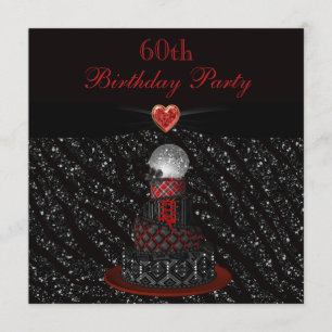 Disco-Diva-Kuchenzebra-Glitzer-Druck-60. Einladung