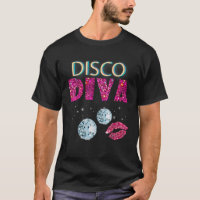 Disco Diva Ladys Disco Gold Ball Silber Rote Lippe