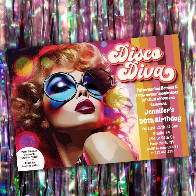 Disco Diva les années 70 Disco Invitation (Créateur téléchargé)
