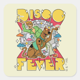 Disco-Fieber mit Scooby und Shaggy Quadratischer Aufkleber