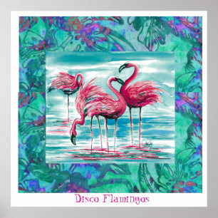 Disco-Flamingoplakat Poster