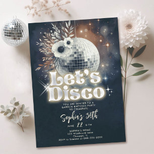 Disco-Gartenparty 70er Retro Schwarz 30. Geburtsta Einladung