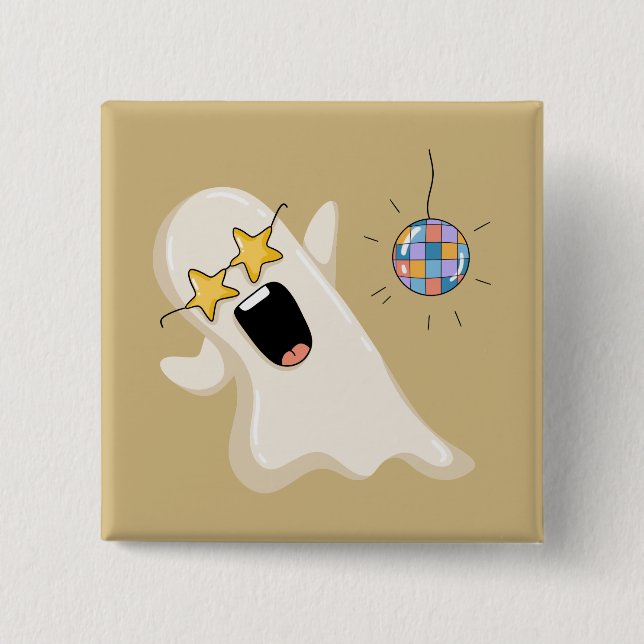Disco-Geist mit Sternbrille Button (Vorderseite)