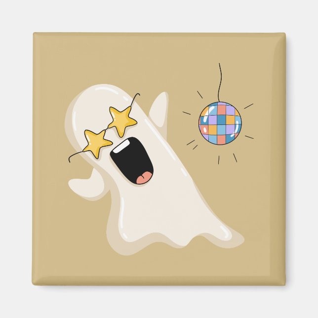 Disco-Geist mit Sternbrille Magnet (Vorne)