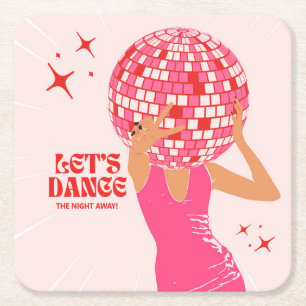 Disco Girl Rechteckiger Pappuntersetzer