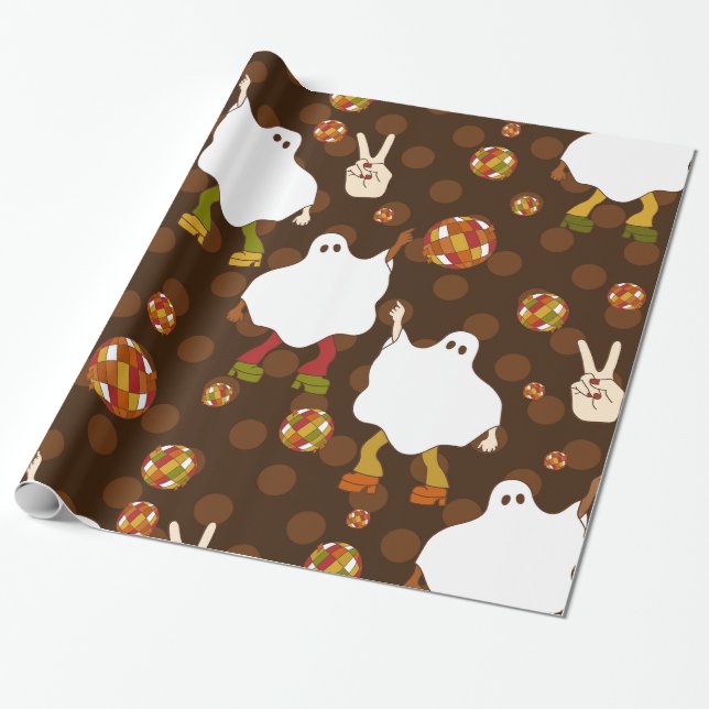 Disco halloween afrikanische Geisterbraun Geschenkpapier (Ungerollt)