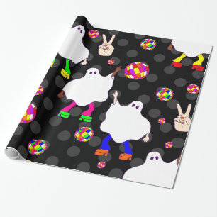 Disco Halloween afrikanischer Geist schwarz  Geschenkpapier