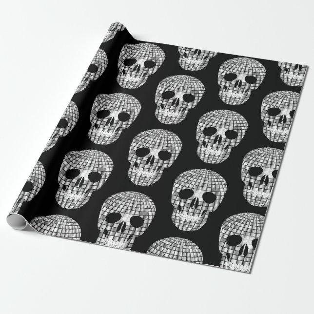Disco halloween ball skull geschenkpapier (Ungerollt)