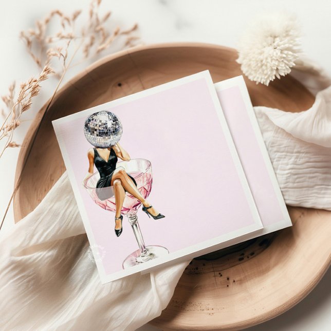 Disco Head PinUp Girl Party Napkins Serviette (Von Creator hochgeladen)