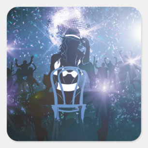 Disco Heartbeat Quadratischer Aufkleber