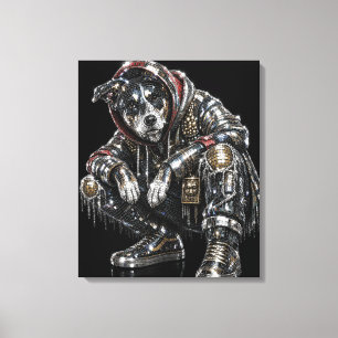 Disco-Hund-Leinwand-Wandkunst – Moderne Mosaik-Wel Leinwanddruck