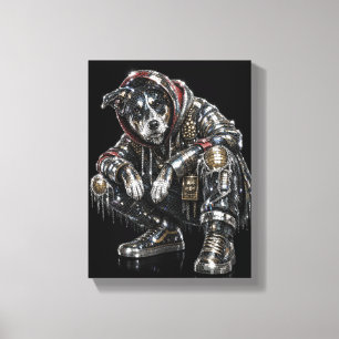 Disco-Hund-Leinwand-Wandkunst – Moderne Mosaik-Wel Leinwanddruck