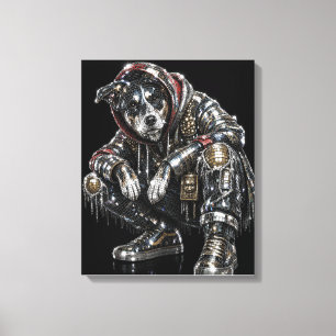 Disco-Hund-Leinwand-Wandkunst – Moderne Mosaik-Wel Leinwanddruck