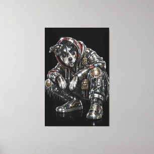 Disco-Hund-Leinwand-Wandkunst – Moderne Mosaik-Wel Leinwanddruck