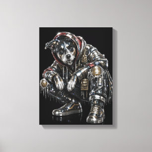 Disco-Hund-Leinwand-Wandkunst – Moderne Mosaik-Wel Leinwanddruck
