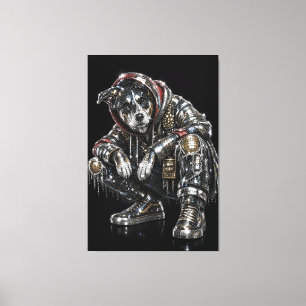 Disco-Hund-Leinwand-Wandkunst – Moderne Mosaik-Wel Leinwanddruck