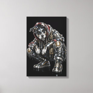 Disco-Hund-Leinwand-Wandkunst – Moderne Mosaik-Wel Leinwanddruck
