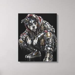 Disco-Hund-Leinwand-Wandkunst – Moderne Mosaik-Wel Leinwanddruck