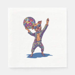 Disco-Hunde-Spaß � Lustiger 70er-Party-Hund Serviette