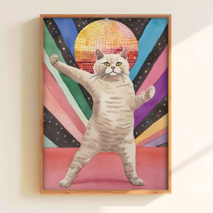 Disco-Katze Druck Lustiges Poster Disco Druck Lust
