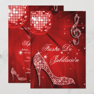 Disco-Kugel & Glitzerschuhe Ruhestand Einladung