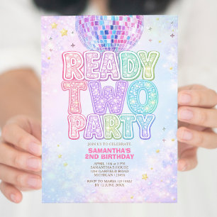 Disco-Kugel Pastell-Regenbogen-Kindergeburtstagsfe Einladung
