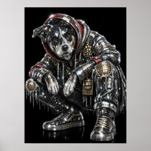 Disco-Mosaik-Hundeposter Moderne Wandkunst für H Poster