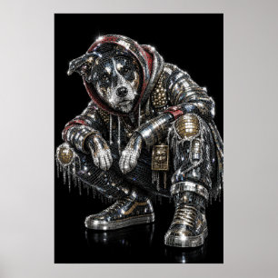 Disco-Mosaik-Hundeposter Moderne Wandkunst für H Poster