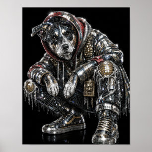 Disco-Mosaik-Hundeposter Moderne Wandkunst für H Poster
