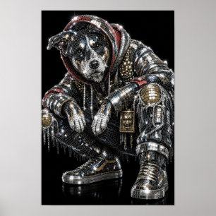 Disco-Mosaik-Hundeposter Moderne Wandkunst für H Poster