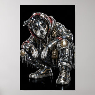 Disco-Mosaik-Hundeposter Moderne Wandkunst für H Poster