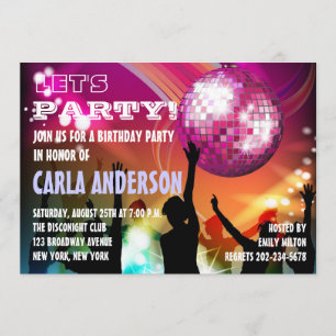 Disco-Nacht Glam Geburtstagsfeier/Junggesellinnena Einladung