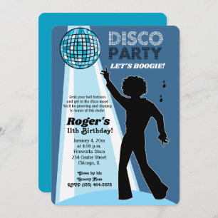 Disco Party 70's Dance Anniversaire Invitations