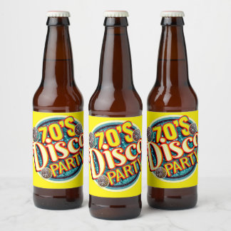 Disco-Party der 70er Jahre| Retro Disco Balls Bierflaschenetikett