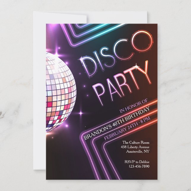 Disco-Party Einladung (Vorderseite)