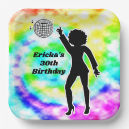 Disco Party Gefärbte Krawatte Erwachsene Retro Geb Pappteller