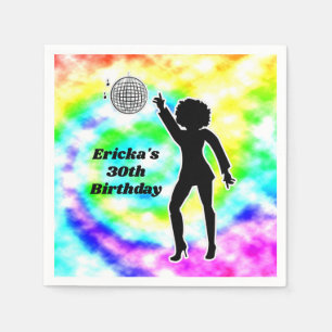 Disco Party Gefärbte Krawatte Erwachsene Retro Geb Serviette