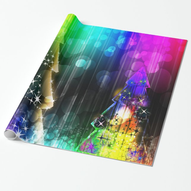 Disco-Party-Neonlicht-Weihnachtsbäume Geschenkpapier (Ungerollt)