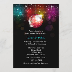 Disco Party Sweet 16 Ball Einladung