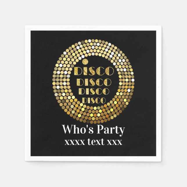 Disco Party Tanz Party 70er Gold Disco Ball Serviette (Vorderseite)