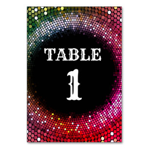 Disco Party Tischkarte Tischnummer