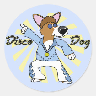 Disco Pembroke Welsh Corgi Runder Aufkleber