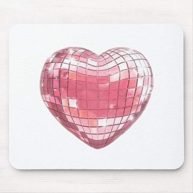 Disco Pink Heart Mouse Pad Mousepad (Vorne)