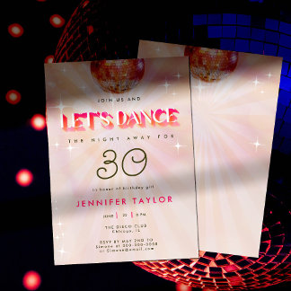Disco Pink Retro Red Dance 30. Geburtstag Party Einladung