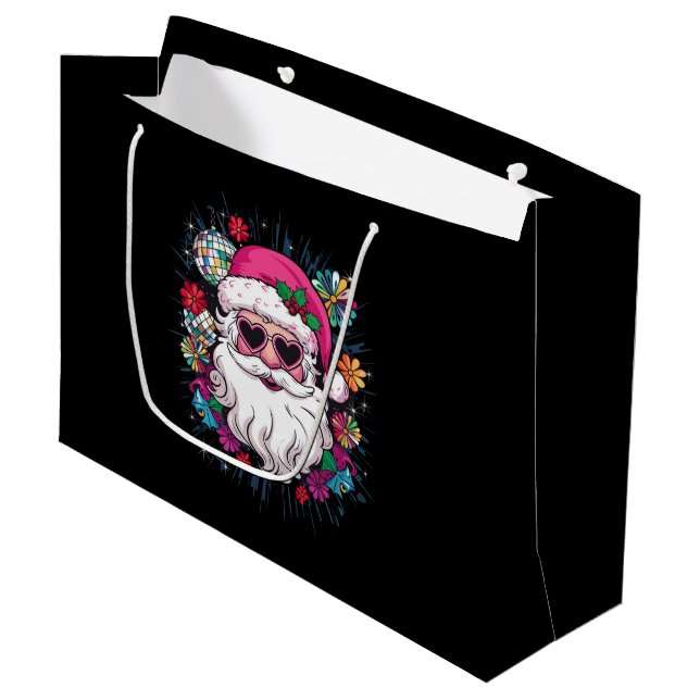 Disco Pink Weihnachten Weihnachten Weihnachten Wei Große Geschenktüte (Vorderseite Schrägansicht)