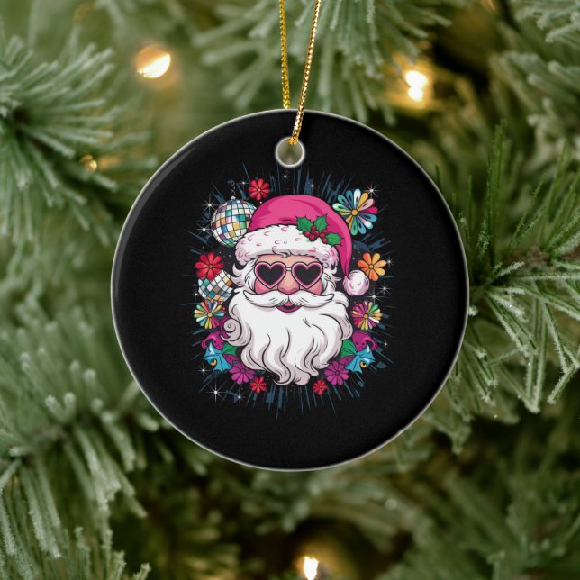 Disco Pink Weihnachten Weihnachten Weihnachten Wei Keramik Ornament (Baum)
